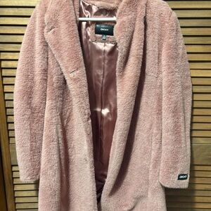 DKNY Pink Faux Fur Coat
